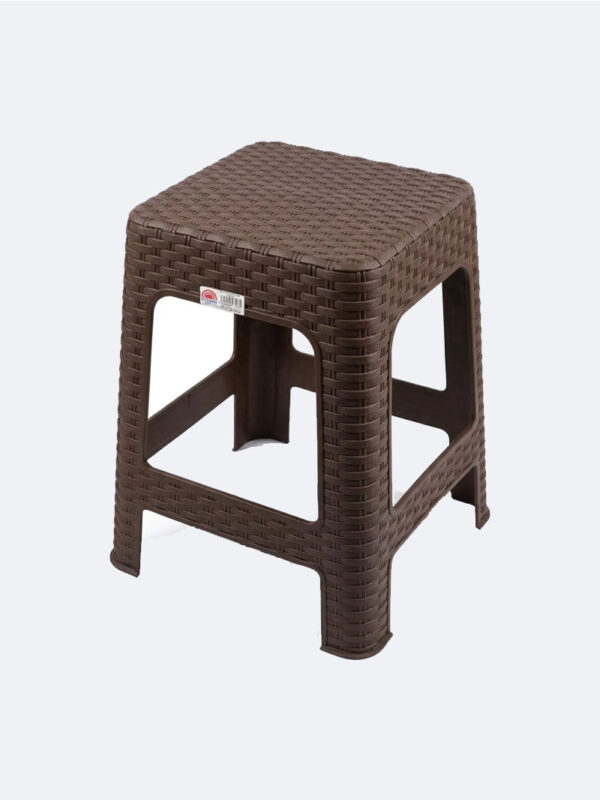 Banquito Plástico Resistente Estilo Rattan Océano Marrón/Negro