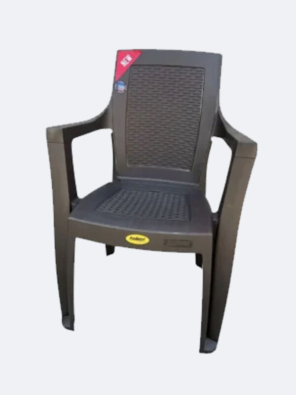 Silla Plástica Con Reposabrazos Andecol Estilo Rattan Marrón/Negro
