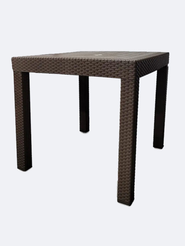 Mesa Plástica Cuadrada Desarmable Estilo Rattan Laraplas Marrón/Negro