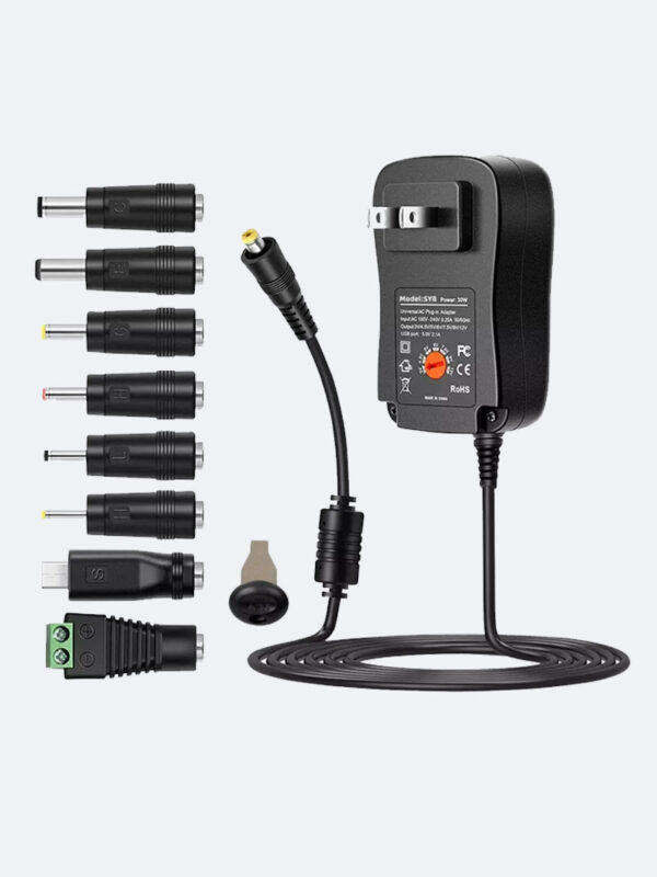 Cargador Universal Multivoltaje Usb/3/4.5/5/6/7/9/12v 8puntas 30w