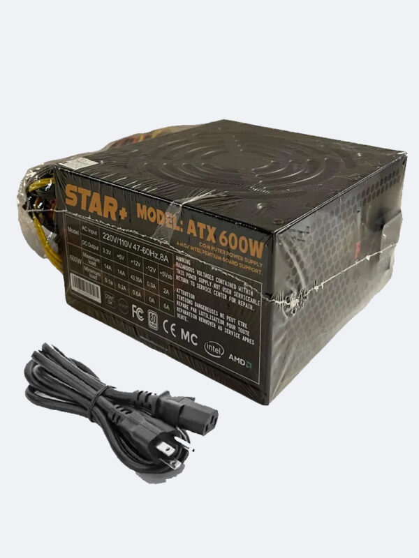 Fuente De Poder Atx 600w 20+4pin Pci Amd Intel Sata Fan12cm